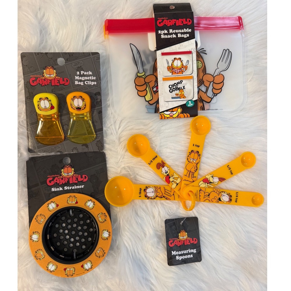 Nickelodeon Garfield Kitchen Bundle Snack Bags Magnetic Clips Spoons Strainer